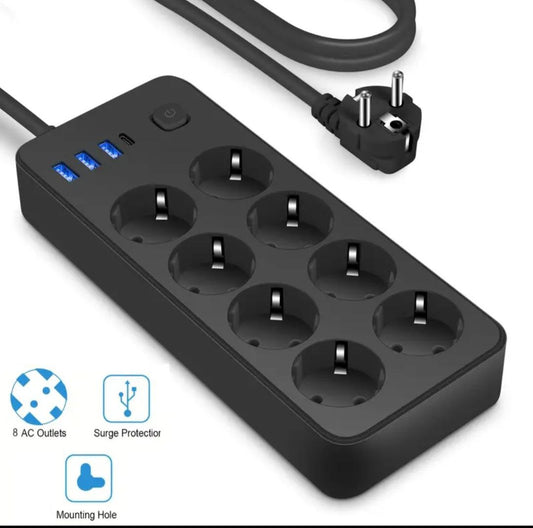 Power adapter with 8 outlets